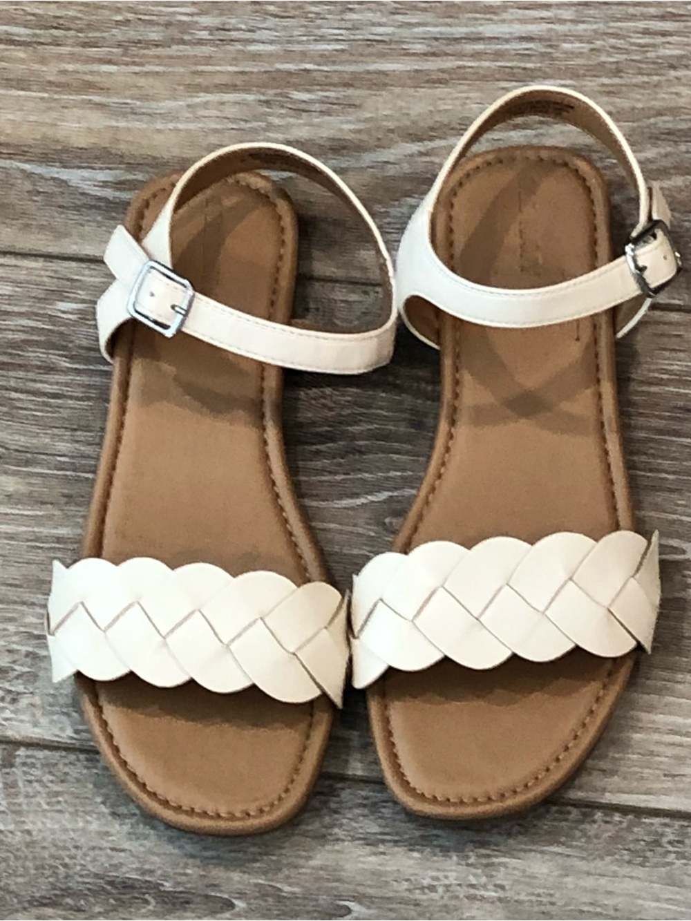 Old Navy White Braided Ankle-Strap Girl’s Sandals